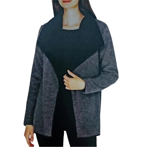 Nicole Miller Cardigan Jacket Coat Sherpa Lined Duster Large Lapel Cosy Warm - Picture 6 of 9